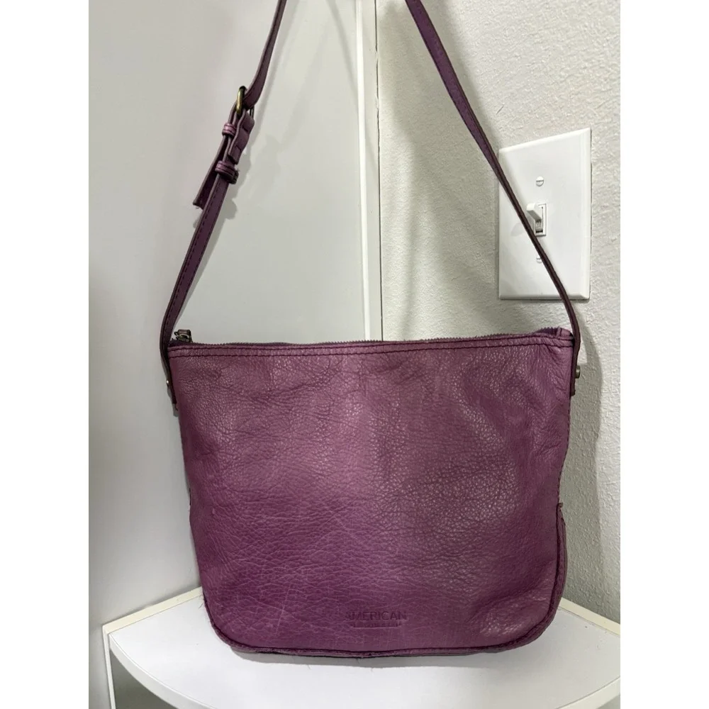 American Leather Co Plum Satchel Shoulder Bag Handbag Purse Purple